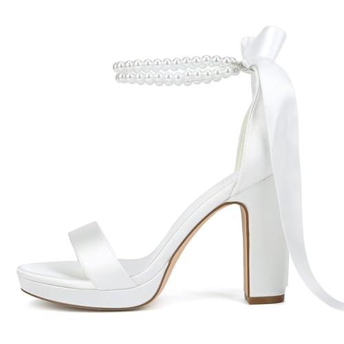 Platform Heels Wedding Shoes for Bride Pearl Heels Open Toe Bridal Shoes Wedding Heeled Sandals3