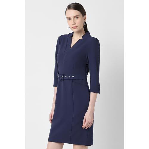 Image of Van Heusen Women's Regular Fit Half Sleeve Mid Thigh Length Sheath Dress