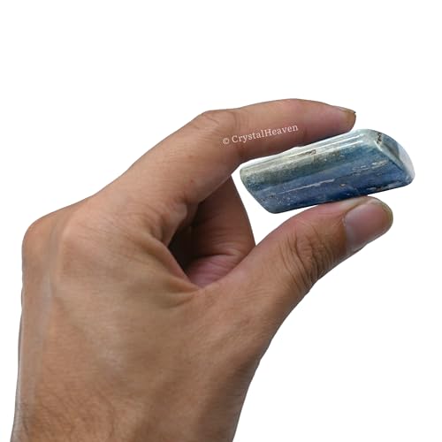 Image of Certified Kyanite Crystal Healing Tumbled Stone, Natural Polished Crystals for DIY Crafts, Manifestation, Meditation, Pooja Feng Shui and Reiki Healing (30 Grams)