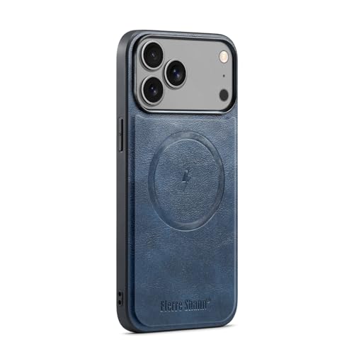 Étui pour iPhone 17 bleu magnétique en cuir et silicone ultra fin