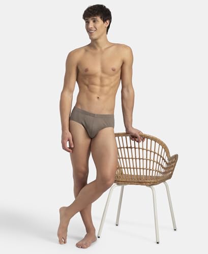 Image of Jockey 8035 Men's Super Combed Cotton Solid Brief with Ultrasoft Concealed Waistband (Pack of 2) Dark Khaki XXL