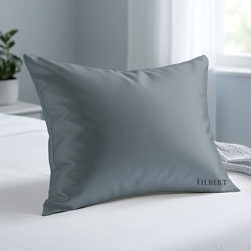 Image of Filbert Premium Satin Pillow Covers | Silky Satin Nights Where Comfort Meets Glamour | Best Gifting Collection - 18 inchx28 inch Inch - Coin Grey