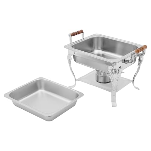 Mermaejstic 4-Liter-Edelstahl-Wärmebox Buffet-Wärmer Mahlzeit-Wärmer Tablett Lebensmittel-Wärmer Heizbehälter für Catering-Buffets und Partys 45 * 29 * 42 cm
