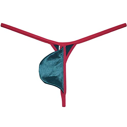 OROCOJUCO Men Shiny String Thong Pouch T-Back Satin Micro Bikini Border Underwear Jockstrap4