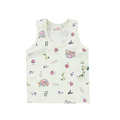 Image of KIKE New Born Baby Pure Cotton Printed Regular Fit Sando Innerwear Baniyan Kids Vest Infants Sleeveless Undershirts for Cute Boys Girls 0-24 Months (Pack of 6)