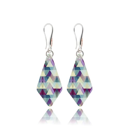 Pendientes Colgantes Sencillos Largo Geométrico Patrón de Cebra; Joyería para Mujer (Estilo 13 - Azul y Púrpura)