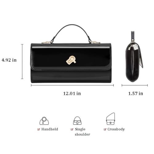 Image of BRYCTSISEN Women Metallic PU Leather Evening Clutch Purse Handbag Crossbody Shoulder Bag Square Box Bag Chic Handbag