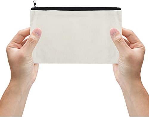 Belle Vous 12 Pack Canvas Zipper Bags - Multipurpose Bags for DIY Craft - Blank Pouches for Women and Men - Travel Toiletry Organiser Ideal for Cosmetics, Makeup, Pencil Case, Coins, and Accessories