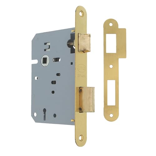 Amig - Serrure à mortaise | Entrée 60/68 mm | Serrure pour portes en bois | Avec Gorja Key sur Square Edge | Clé vierge | Laiton mat