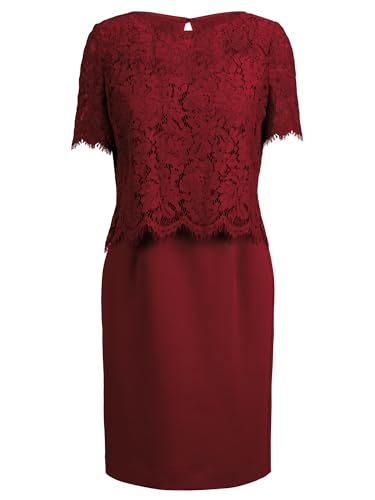 APART Fashion Damen Etuikleid mit Spitzenjacke, Abschlussballkleid mit quadratischem Ausschnitt, breite Träger und knielanges Cocktailkleid, bequemer...