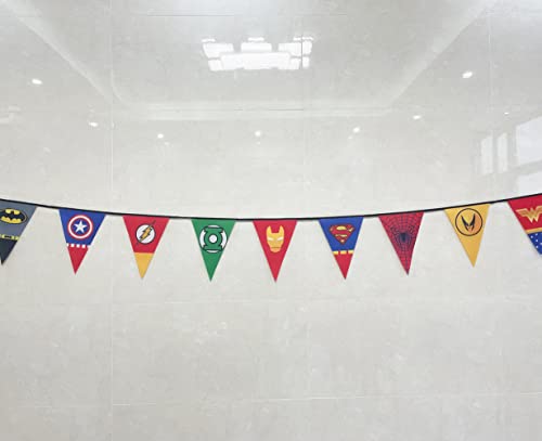 Superhero Theme Happy Birthday Banner For Kids Adults Fabric Banner Background For Birthday Party Decorations Pennant Banner Garland Decor For Kids Boys Girls Baby Shower Birthday Party Favor Supplies #TOP6