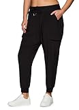 RBX Pantalones Deportivos Tipo Cargo para Mujer, Ligeros, elásticos, para Uso Casual, Senderismo, Entrenamiento, con Tallas Grandes, Negro -, 2X US
