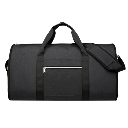 Carry on Garment Bags - Foldable Waterproof Duffel Bags | Nylon Tote Bag with Zipper for Clothing, Lightweight Flight Bag for Business Trip, Black, MKQ5V1KK726UOG6O9URV