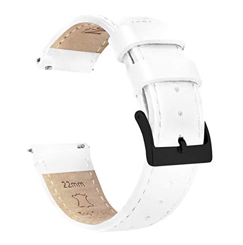 20mm White - BARTON Watch Bands - Quick Release Leather Black Buckle Watch Band Strap
