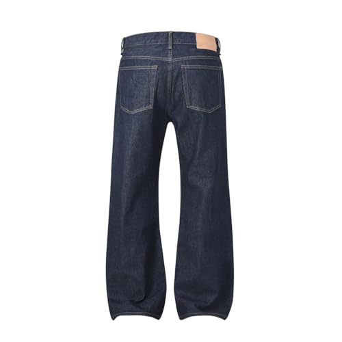 Men’s Spliced Washed Denim Jeans, Retro Street Style, Loose Fit, Wide Leg Distressed Trousers3