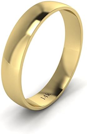 Unisex Solid 14k Yellow Gold 4mm Comfortable Traditional Highly Polished Wedding Ring Plain Band (8)