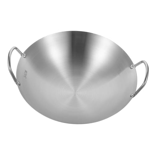 Wok de acero inoxidable con doble mango y diseño reforzado miniatura 1
