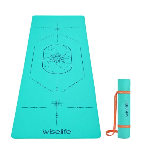 Image of Cosmis Alignment Yoga Mat 8mm | High-Density Non-Slip Exercise & Fitness Mat for Yoga, Pilates & Home Workout | Cushion Support for Men & Women (Cyan)