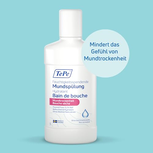 TePe Feuchtigkeitsspendende Mundspülung bei Mundtrockenheit, ohne Geschmacksstoffe, fluoridhaltige Mundspülung, die das Gefühl von Mundtrockenheit mindert – Bild 3