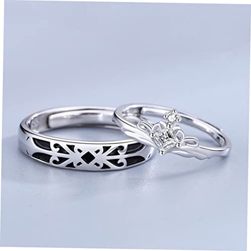 1Pair Couple Rings Adjustable Open Ring for Him and Her Finger Jewelry Stylish Wedding Promise Rings Delicate Occasions3