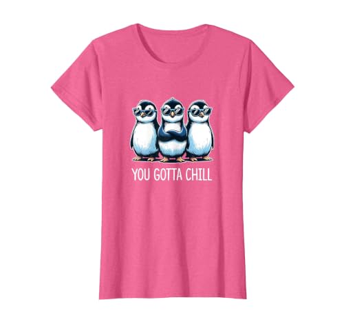 You Gotta Chill - Cool Penguins - T-Shirt, Women, Pink Heather, Medium
