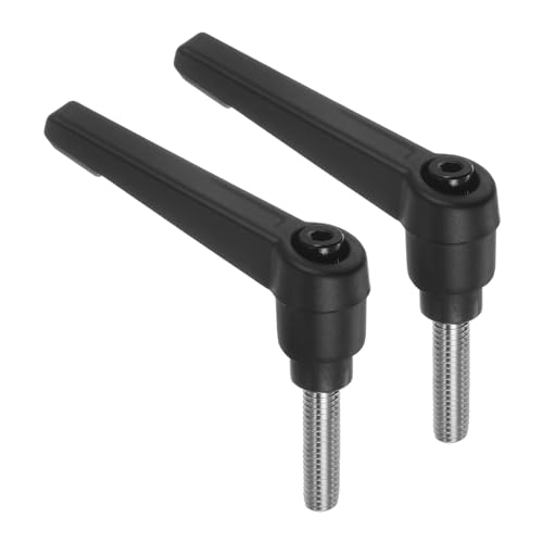 Image of uxcell 2pcs Clamping Lever Handles, M6 x 20mm 304 Stainless Steel Threaded Male Stud, Adjustable Handles Locking Quick Release Ratchet Push Button Bolt Knobs, Black