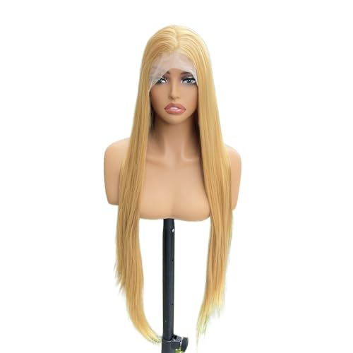 Perruque blonde foncée pour femmes aux cheveux fins longue dentelle 13x4 glueless