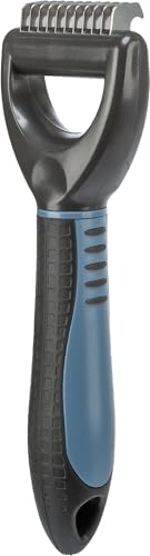 TRIXIE Fell-Entfilzer zum Entfilzen und Ausdünnen - schneidet kleine Verfilzungen - glättet Deckhaar und Unterwolle - 1 cm Zinkenlänge - gummierter Kunststoffgriff - 6 x 18 cm - schwarz/blau - 24242