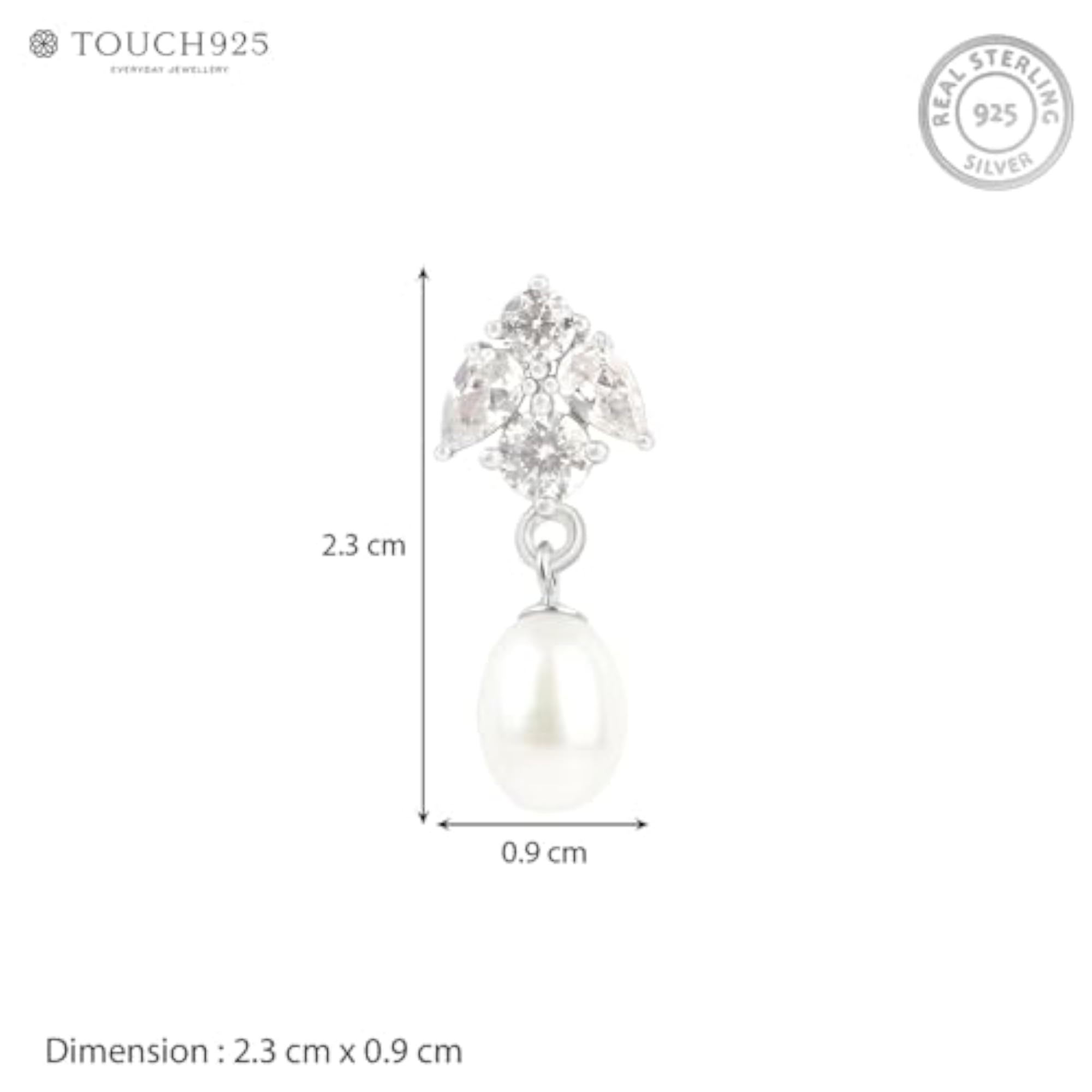 Women's Pure 925 Silver Floral Pearl Drop Earrings