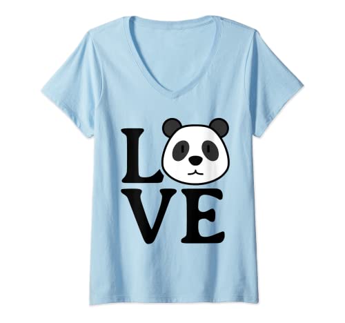 Mujer LOVE Pandas Shirt | Camisa Panda Lover | Niños Panda Bear Camiseta Cuello V