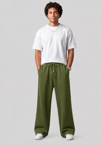 Image of Pure Cotton Men's Baggy Lower | Lower for Man Loose Fit with Pockets & Elastic Waist I Baggy fit Lowers for Gym, Jogging & Casual Wear