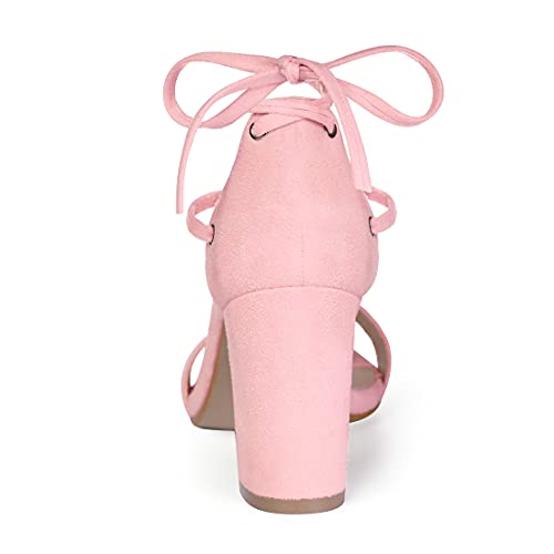 Allegra K Women's Tie Up Strappy Heels Chunky High Heels Sandal4