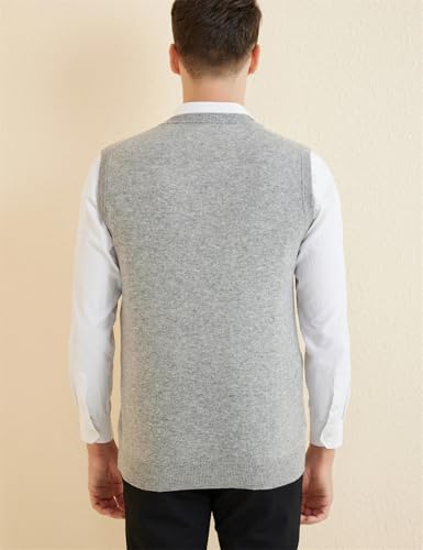 Mens Crew Neck Knit Vest Merino Wool Sweater Vest Solid Soft Sleeveless Warm Pullover Tops2