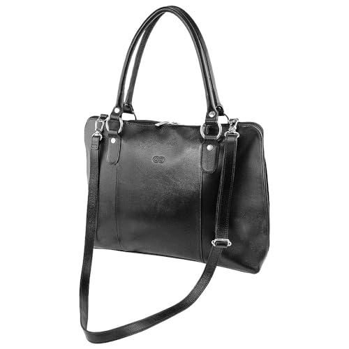 Bolsa Feminina Executiva Jasmim em Couro Galvani (Preto)