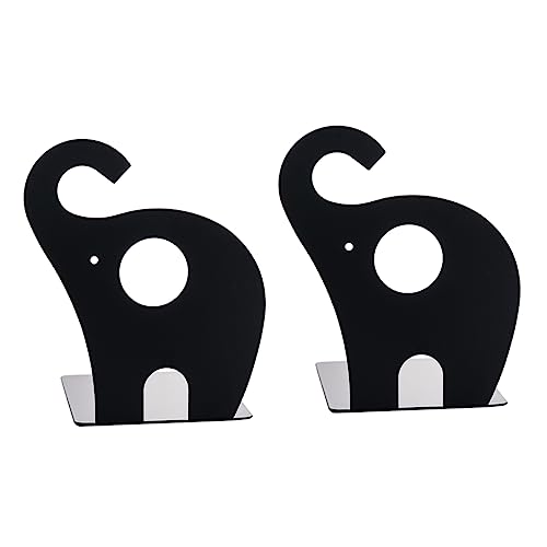 Étagère à métal éléphant noir serre-livres de bureau de maison 1 paire