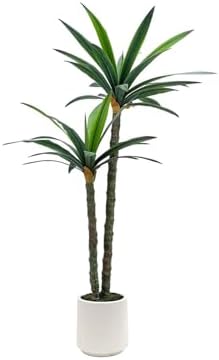 Romantic Season 4FT Artificial Agave Plant, Faux Agave Plant with 4 Heads in Plastic Pot Fake Tree for Home Decor Indoor or Outdoor Office Decoration Housewarming Gift
