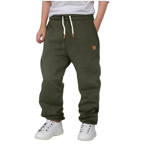 Boys Casual Solid Sweatpants Sports Active Pants with Pockets Drawstring Elastic Waisted Kids Athletic Trousers
