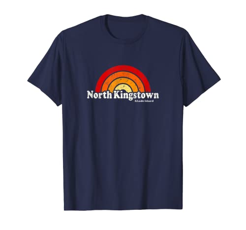 North Kingstown Rhode Island RI Vintage 70s Retro Rainbow De Camiseta