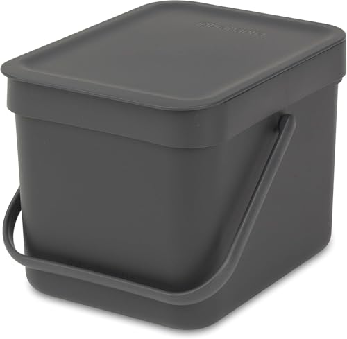 Brabantia Sort & Go 6L - Composteur Cuisine - Poignée de Transport - Petite Poubelle Compost de...