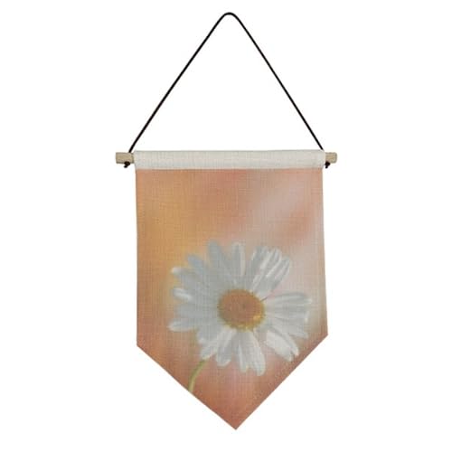 Bannière décorative suspension murale fleur orange et blanc tissu