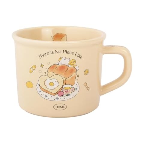 TREEWOO Cute Morning Coffee Mug 380ml/12oz Kawaii Bunny and Toast Bagel Household Ceramics Latte Milk Tea Cup for Boys Girls Kids Daughter Son Home Family (Toast) Cover