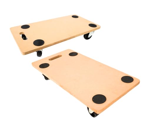 Chariot à roulettes Pro avec 4 roulettes | HxLxP 11,5x30x60cm | Capacité de Charge 200kg | Panneau de Bois MDF | Marron | 2 pièces