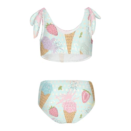Girls Cute Ice Creams Pattern Swimsuit Two Pieces Bikini Set Bathing Suits Swimwear Crop Top Swimsuit Set2