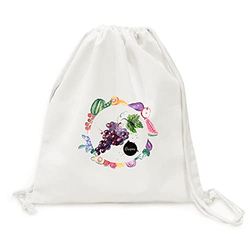 Sac en tissu pliable à sangle raisin fruits légumes healthy aquarelle de marché