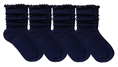 Jefferies Socks Womens Ruffle Ankle Dress Crew Seamless Cotton Scrunch Cuff Socks 4 Pair2