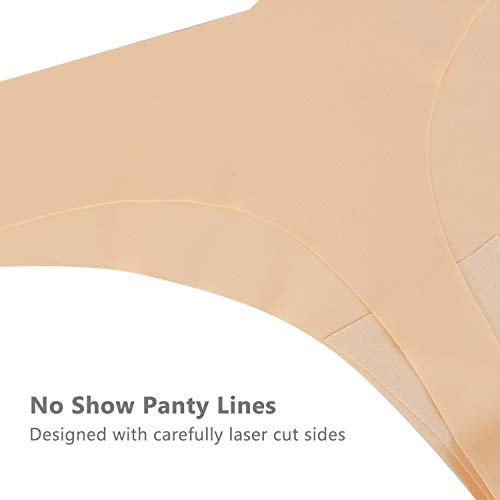 Image of SHARICCA Women No Show Seamless Underwear Thong Invisible Soft Panties Multi Pack