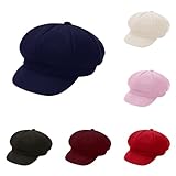 Newsboy Hats for Women Fashion PU Leather Winter Visor Hat Vintage Classic Beret Warm Cap for Ladies Girls, Rd2, One Size