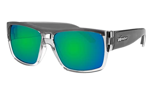 BOMBER - Mens Sunglasses, IRIE Bomb 2 Tone Crystal Smoke Frame Sunglasses/Green Mirror Lens with Gray Non-Slip Foam Inline IRE104GM