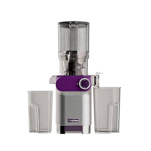 Anybear Entsafter, 200W Slow Juicer Kaltentsafter mit 110 mm großem Einfüllschacht für ganze Früchte/Gemüse | Upgraded Schnecke | Tritan-Material | BPA-frei | Inkl. Saftrezepte (Lila)
