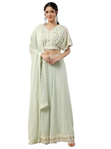 Image of Libas Art Womens Embroidered Georgette Co ord Set for Women | daily wear | casual wear | office wear